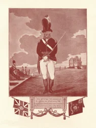 Porträt Darstellung der Uniform, beschriftet vom Eigentümer, 1780-1820, 1909