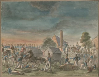 Das Treffen des Herzogs von Wellington und Prinz Blücher, nahe La Belle Alliance, 1818