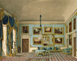 Der Blaue Samtraum im Buckingham House, graviert von Daniel Havell