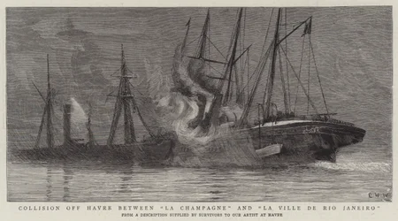 Kollision vor Havre zwischen La Champagne und La Ville de Rio Janeiro