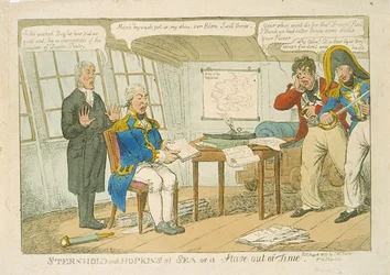 Sternhold und Hopkins auf See oder ein Stave aus der Zeit, 1809 (farbige Radierung)