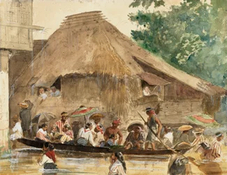 Eine Straße in Manila während der Flut