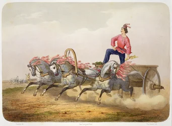 Kutschenrennen, graviert von Yves Grenier