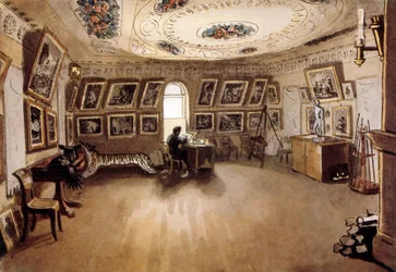Selbstporträt in einem Innenraum 1860, von Carl Von Hampeln (1808-1880). Russisch/Österreichischer Maler.