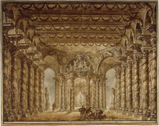 Bühnenbild für die Oper Armide von Jean-Baptiste Lully, 1760