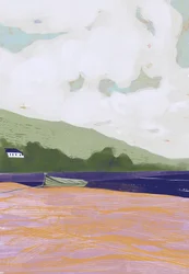 Ruhiges Küstenboot