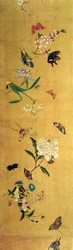 Hundert Schmetterlinge, Blumen und Insekten, Detail aus einer Handrolle