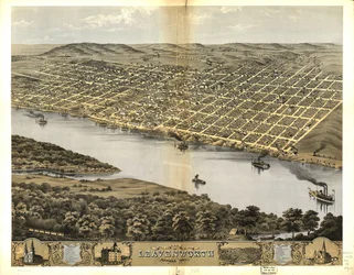 Vogelperspektive der Stadt Leavenworth, Kansas 1869