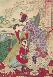 Westliche Kleidung aus der Serie Eine Reihe von glückverheißenden Bräuchen aus Ostjapan Azuma fu..., 1889