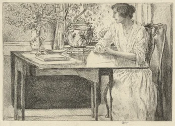Der Koloniale Tisch (Holley House, Cos Cob) (recto); Landschaft mit Scheune (verso)