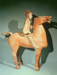 Reiter, aus Xianyang, Shaanxi, Westliche Han-Dynastie (bemalte Terrakotta)