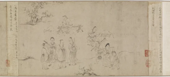 Illustrationen des siebten Monats aus den Oden von Bin, Song- oder Yuan-Dynastie, Mitte 13. bis Mitte 14. Jahrhundert