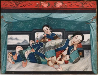 Stillende Mütter mit Babys und weiblicher Begleiterin, ca. 1870