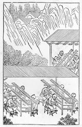 Atelier der Emaillemaler, aus einer Serie von Illustrationen zur Herstellung von Porzellan