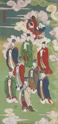 Die erhabenen Kaiser und die Götter der fünf Richtungen, aus einem buddhistischen Land- und Wasser-Ritualset