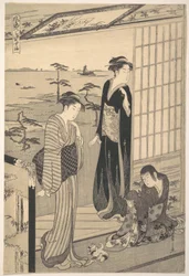 Genji im Exil in Suma, aus der Serie Genji in modischer moderner Gestalt (Modische Verwandlung des Genji: Suma)