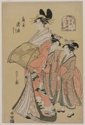 Die Kurtisane Takihime und Begleiterinnen aus der Serie Neue Muster junger Grüns, 1795