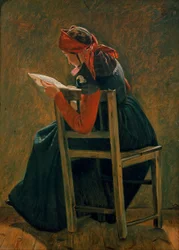 Ein junges Mädchen aus Salling liest. Studie.