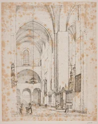 Prospekt des Inneren des nördlichen Querschiffs des Århus Domkirke