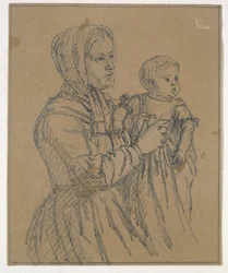 Die Tochter des Künstlers, getragen von ihrer Amme