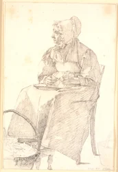 Die Mutter des Künstlers schält Erbsen