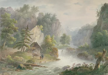 Gebirgslandschaft mit einem Wildbach, 1825