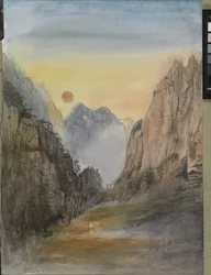 Pink Sun (Gold) Yellow Mountains, 2015 (Aquarell auf Papier)