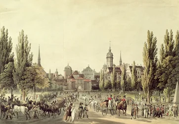 Blick auf Leipzig vom Grimmaischen Tor