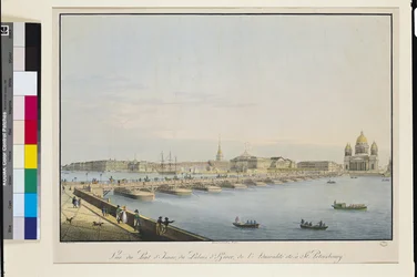 Ansicht der St. Isaaks-Brücke, der Admiralität und des Winterpalastes, St. Petersburg