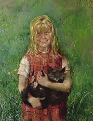 Mädchen mit einer Katze