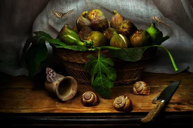 Rustikales Feigen-Stillleben