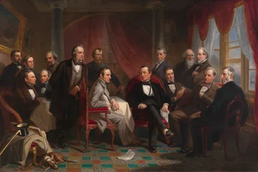 Washington Irving und seine literarischen Freunde in Sunnyside, 1864