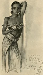 Ukku Banda, junger Mann in einem Tempel, Kandy, Ceylon, 1898