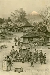 Dorf in der Nähe des Berges Fuji, Miyanoshita, Japan, 1898