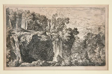 Landschaft mit Wasserfall