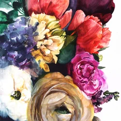 Üppige Aquarellblüten