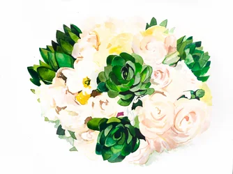 Aquarell Sukkulenten-Bouquet