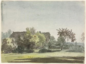 Bauernhaus hinter Bäumen, ca. 1790