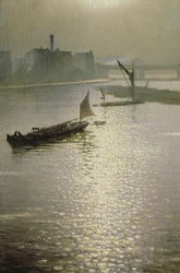 Von der Waterloo-Brücke: Sonne bricht durch den Nebel, ca. 1924