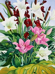 Lilien und Rohrkolben
