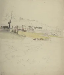 Ansicht eines Bergwerks am Rande einer Stadt, 1840-49