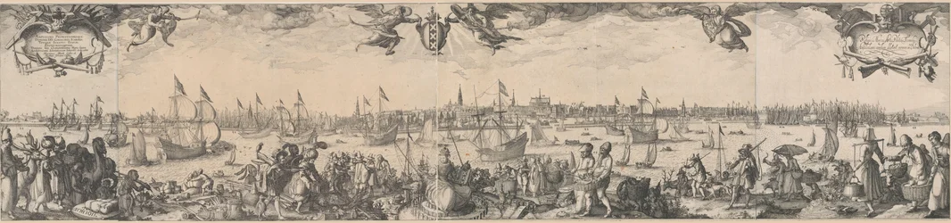 Profil von Amsterdam, gesehen vom IJ, bestehend aus zwei Teilen