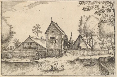 Großer ummauerter Bauernhof, Platte 23 aus Regiunculae et Villae Aliquot Ducatus Brabantiae, ca. 1610