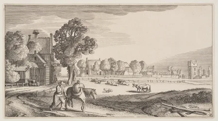 Straßen entlang einer Weide, aus Landschaften (Playsante Lantschappen)