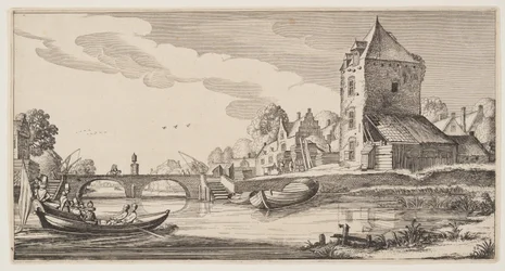 Dorf an einem Fluss, aus Landschaften (Playsante Lantschappen)