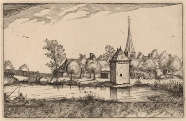 Teich und ein Dorf