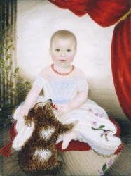 Baby mit Rassel und Hund, 1842