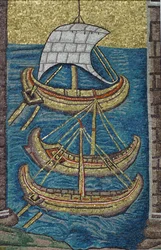 Die römischen Galeeren. Mosaik aus Ravenna, Kopie