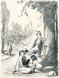 In den Kensington Gardens - Stufe Sechs, um 1920