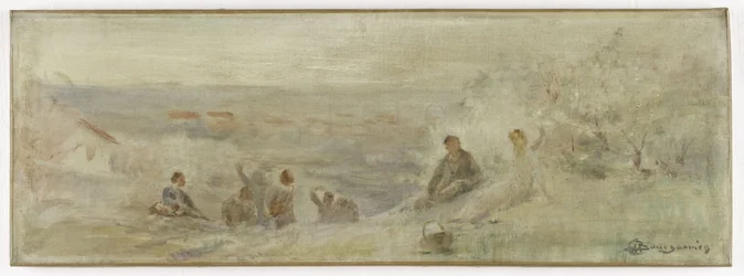Skizze für das Rathaus von Montreuil-sous-Bois: Landschaft - Ruhe unter den Bäumen, 1892